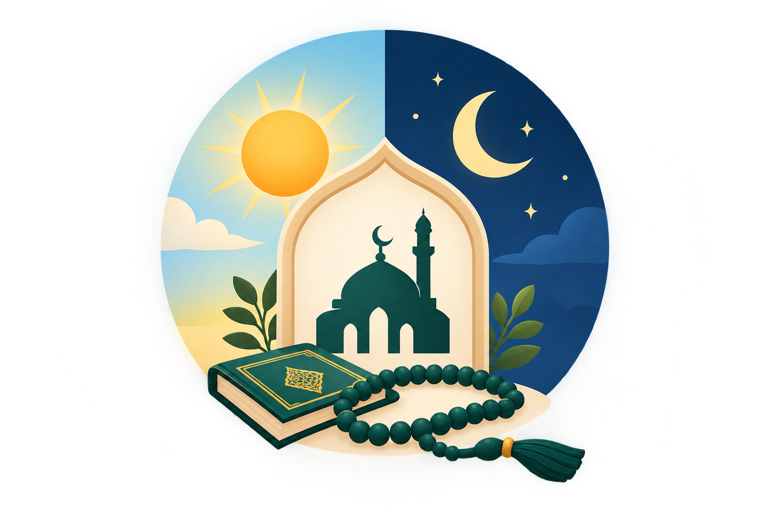 Tasbih Counter with mosque, Quran and prayer beads