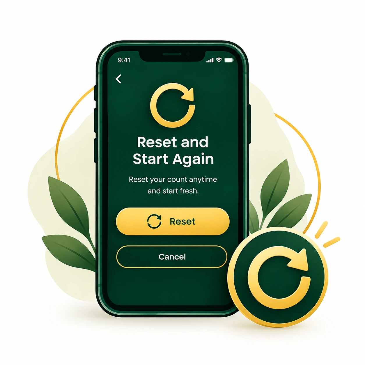 Digital Tasbih counter reset button for restarting Dhikr count