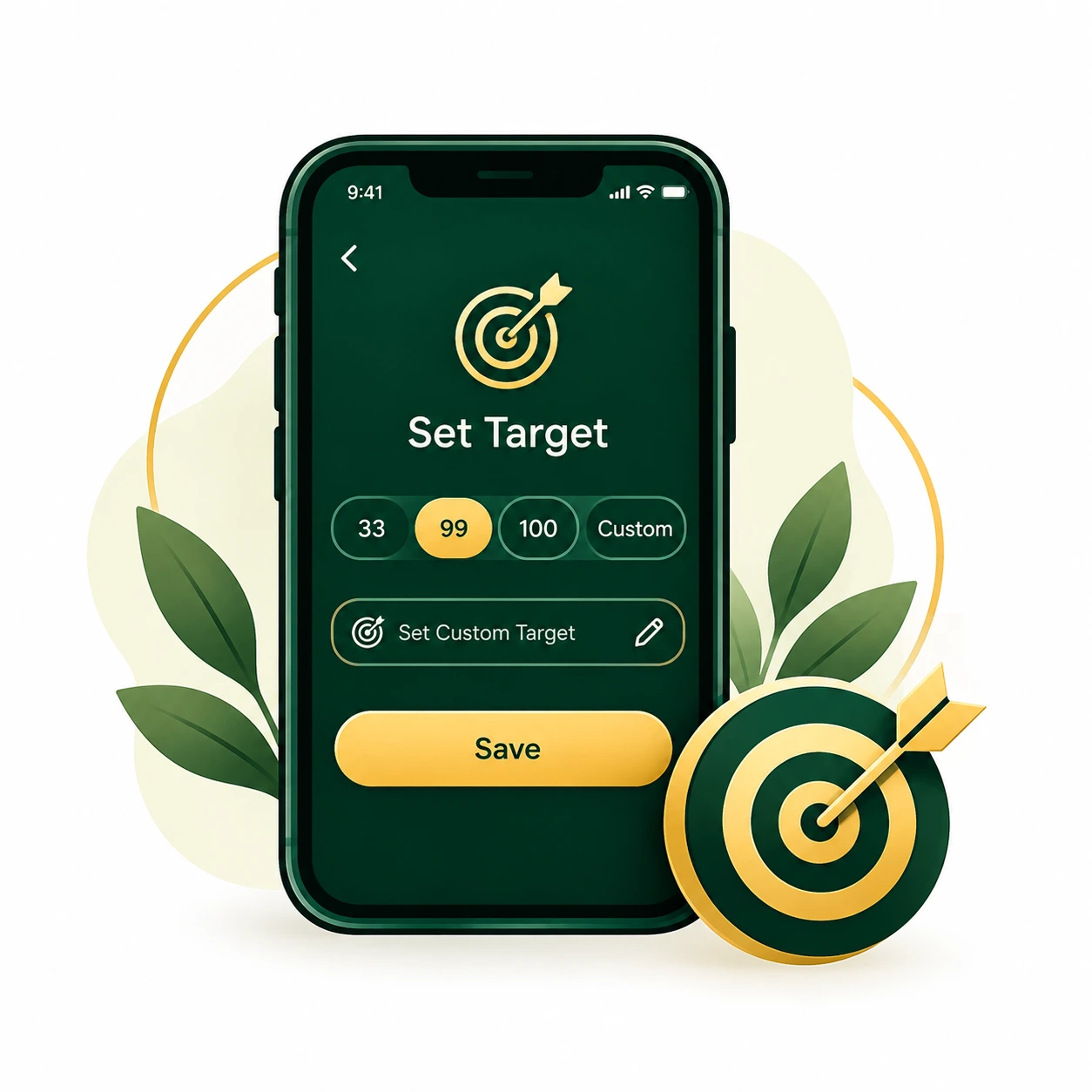 Set target feature in an online tally counter for tracking counting goals